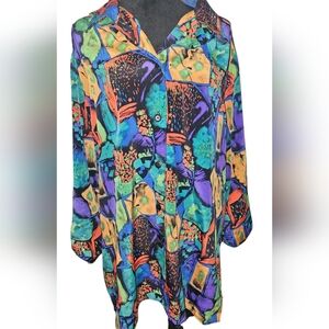 Notations Womans 18W Plus Size Button Up Blouse Shirt